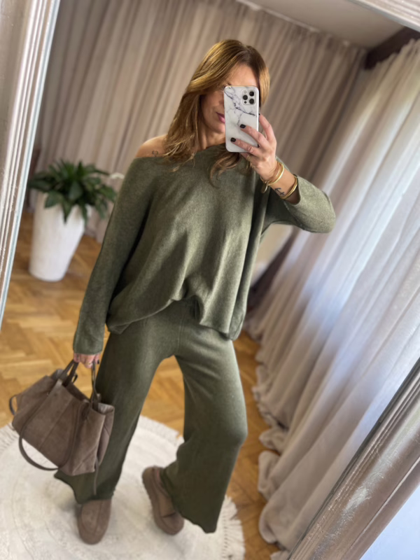 Komplet dzianinowy Olivia oliwkowy