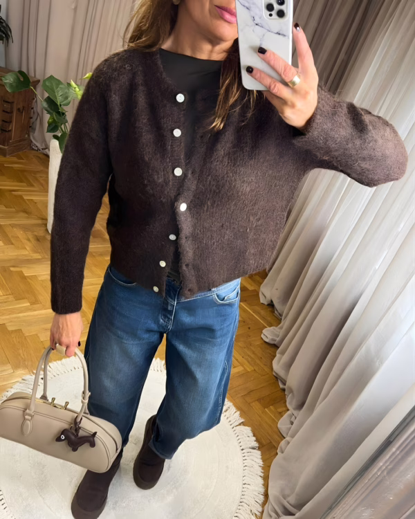 Sweter z alpaki i wełny NUVIA – czekoladowy