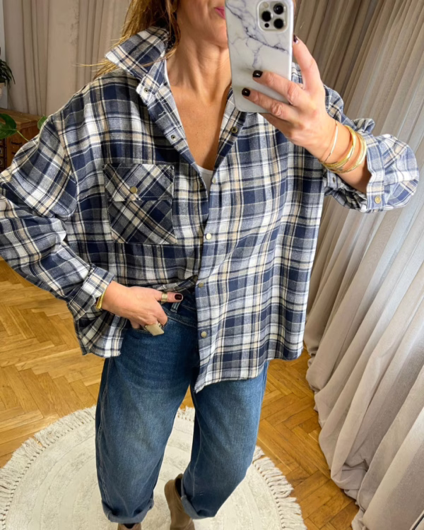 Koszula w kratę HAZEL - niebieska