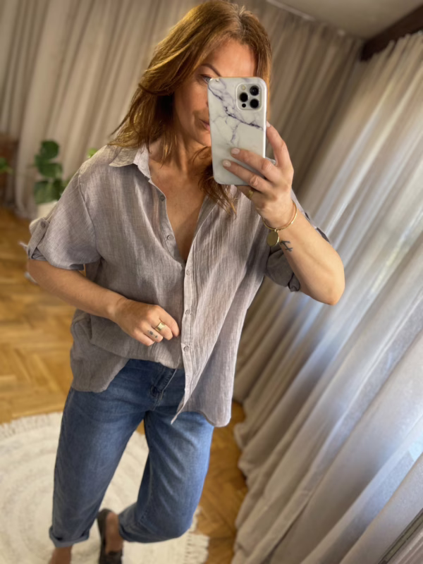 Koszula lniana NATURAL MIST - szara